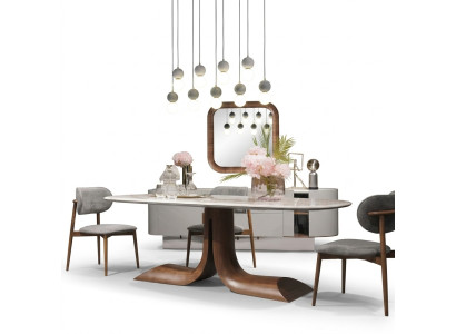 Dining room dining table 4x chairs luxury complete set 4-piece dining group wooden table