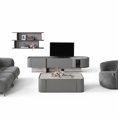 Living room wall unit set wood furnishings luxury living room TV stand design wall shelf