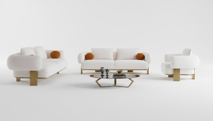 Sofa set 2x three-seater seat cushion couch set 3-piece design sofa new living room