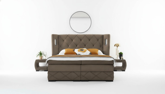 2x Nightstands Bedroom Complete 3-piece Luxury Bed Modern Furniture Wood