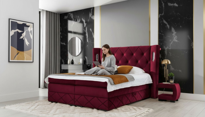 Design bedroom set 6-piece complete bed nightstand wood modern upholstered bed
