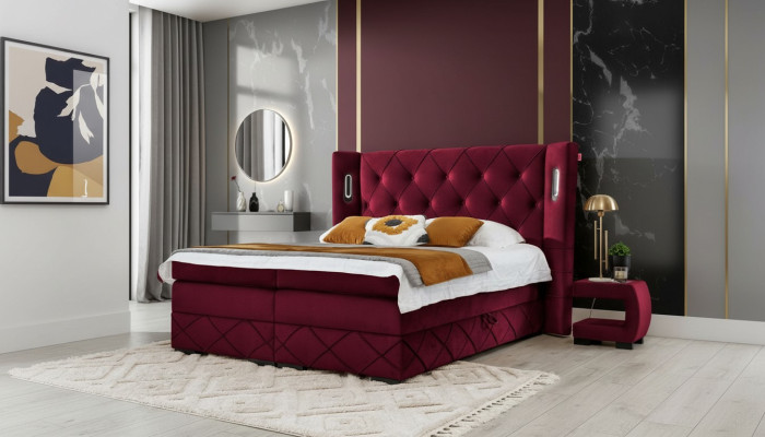 Design bedroom set 6-piece complete bed nightstand wood modern upholstered bed