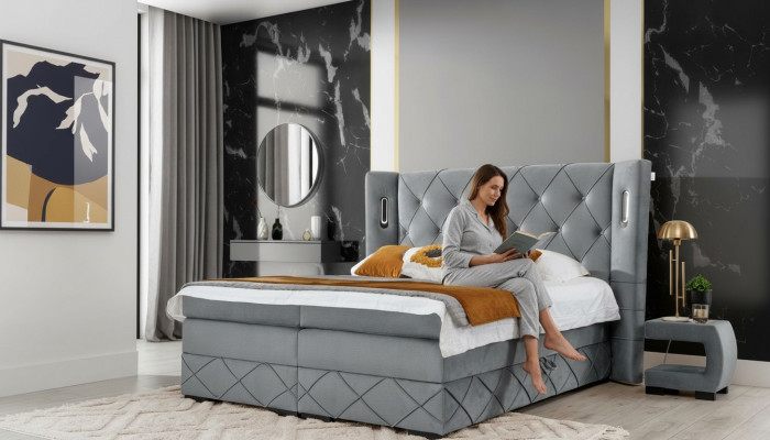 Bedroom set bed 2x nightstand modern complete luxury furniture wood furnishing