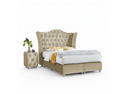 Luxury bedroom upholstered bed 2x bedside tables bed 3-piece set design furnishing