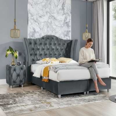 Designer suite bedroom set luxury bed 2x nightstand wood completely new