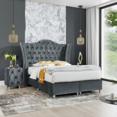 Designer suite bedroom set luxury bed 2x nightstand wood completely new