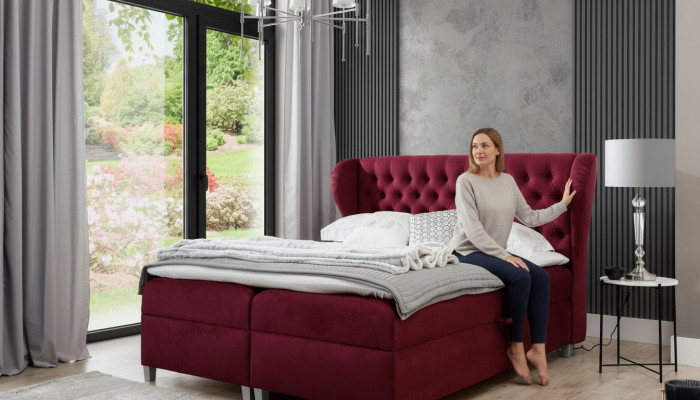 Luxury box spring bed double beds wood furnishings upholstered bed modern design