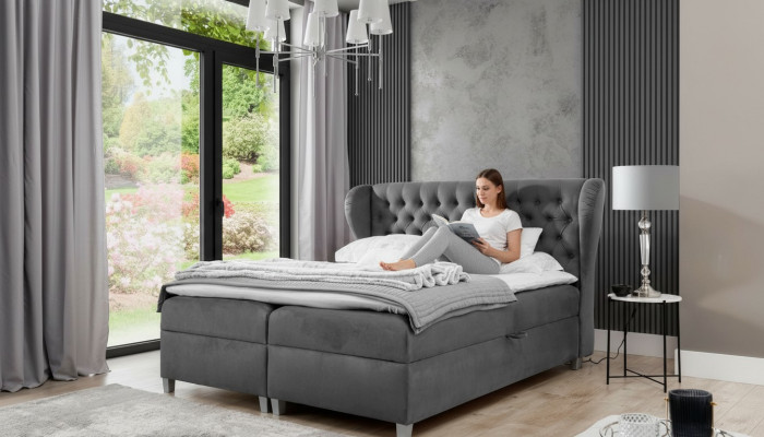 Luxury design box spring bed, upholstered bed, modern furniture, Chesterfield