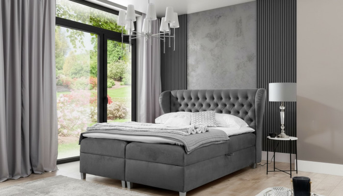 Luxury design box spring bed, upholstered bed, modern furniture, Chesterfield