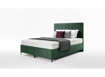 Luxury box spring bed, bedroom upholstered bed, furniture, textile, 160x200cm, wood