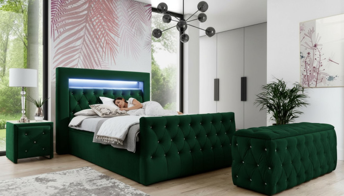 Green bedroom set complete set double bed stool consoles