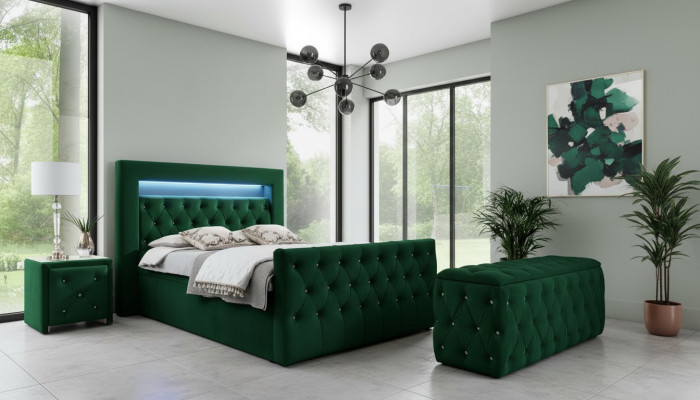 Green bedroom set complete set double bed stool consoles
