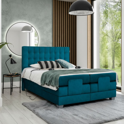 Bedroom bed upholstered bed modern blue double bed design textile luxury