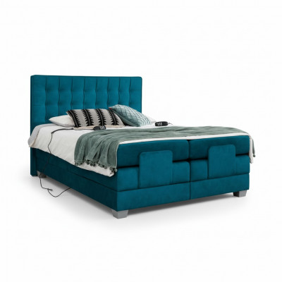 Bedroom bed upholstered bed modern blue double bed design textile luxury