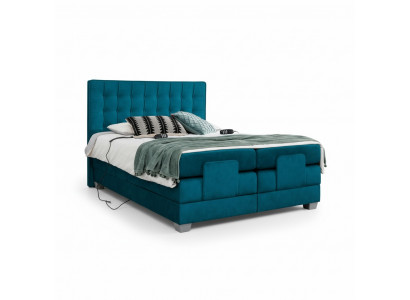 Bedroom bed upholstered bed modern blue double bed design textile luxury