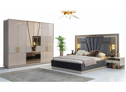 Modern bedroom set design furnishings new furniture bed with 2x nightstands