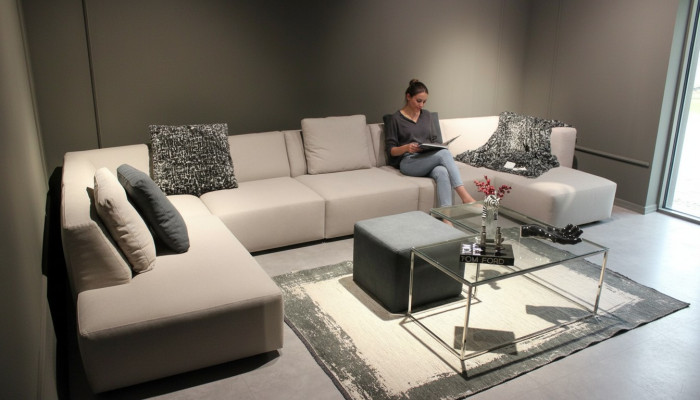 U-shaped modern corner sofa with coffee table upholstered couch living room furniture