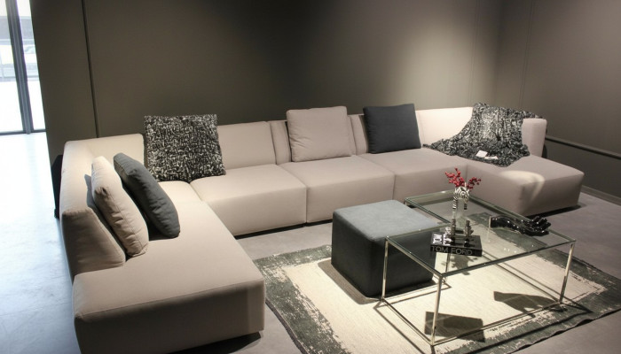 U-shaped modern corner sofa with coffee table upholstered couch living room furniture