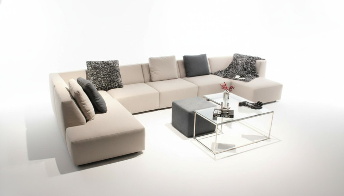 U-shaped modern corner sofa with coffee table upholstered couch living room furniture