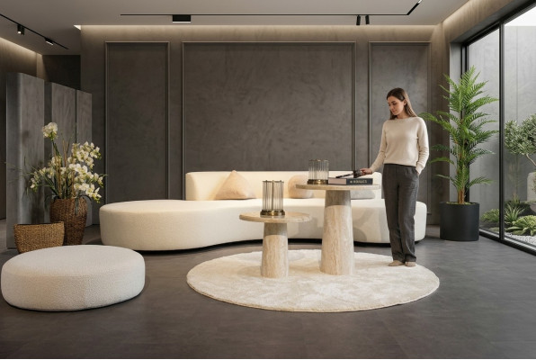 Living room set sofa four-seater couch design coffee table stool textile furniture
