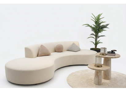 Design living room set: four-seater sofa with 2x coffee tables, luxury furniture.