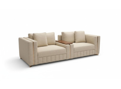 Modern living room sofa two-seater beige textile upholstery furniture design