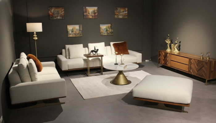 6-piece living room set complete, modern design, sofa set three-seater coffee table