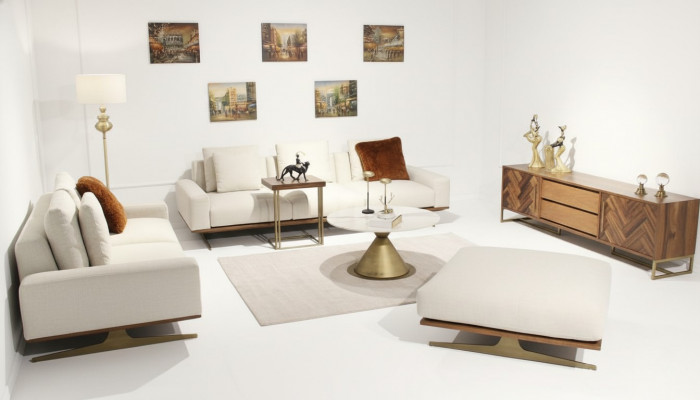 6-piece living room set complete, modern design, sofa set three-seater coffee table