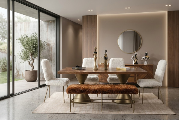 Dining room set dining table 4x chairs bench modern set luxury dining group