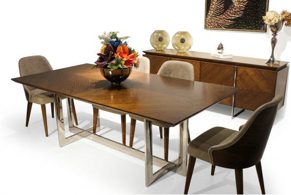 Complete set dining table luxury dining room design furniture sideboard 4x chairs