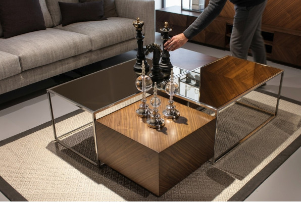 Luxury coffee table living room furniture wood with glass design modern new