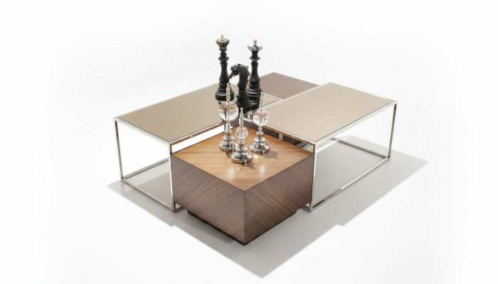 Luxury coffee table living room furniture wood with glass design modern new
