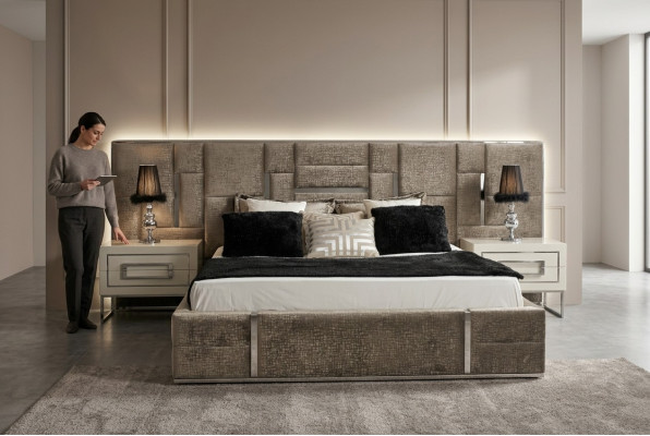 Luxury bedroom furniture complete set 3-piece double bed 2x bedside tables