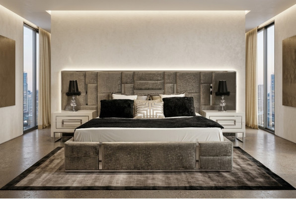 Luxury bedroom furniture complete set 3-piece double bed 2x bedside tables