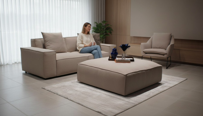 Living room furniture luxury complete 2-piece design sofa three-seater furnishing stool