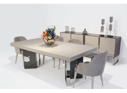 Dining Room Design Set 6 pcs Design Dining Table with 4x Chairs Modern Sideboard