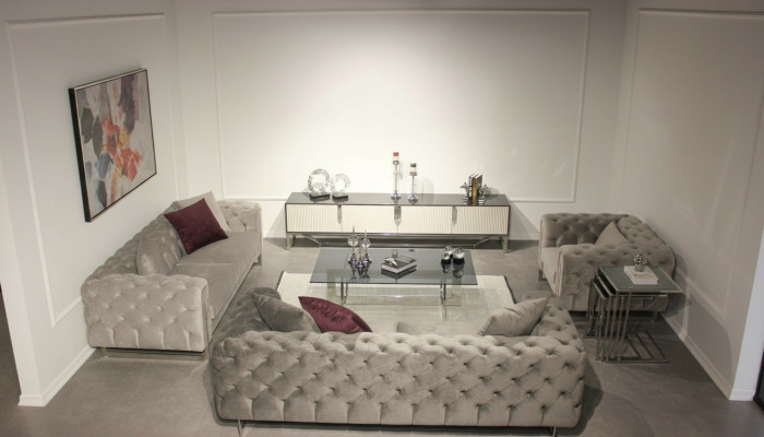 Living Room Furniture Set 6-Piece Sofa Suite 2x Three-Seater Modern TV Stand