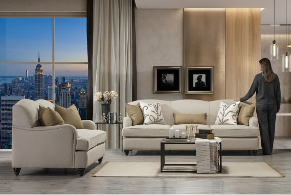 Living room sofa set two-seater with three-seater luxury sofa design interior