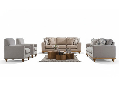 Living room set, 4-piece: 2x sofa, three-seater design, 2x armchair, modern new furniture