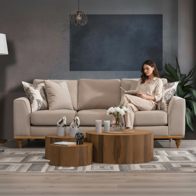 Sofa three-seater living room design modern furniture luxury beige sofas