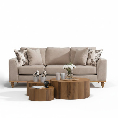 Sofa three-seater living room design modern furniture luxury beige sofas