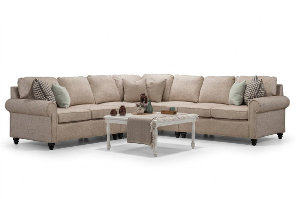 Modern living room corner sofa L-shape design beige furniture luxury sofa furnishings