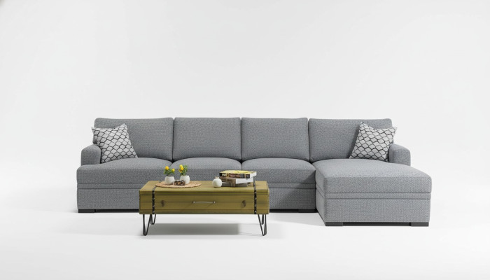 Sofa L-shape Style Modern Gray Corner Sofa Living Room Furniture Design Decor