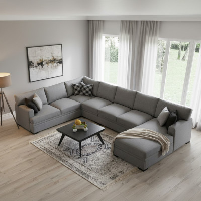Modern design furniture sofa U-shape gray corner sofa living room setup new