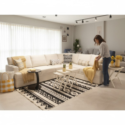 Sectional L-Shaped Modern Sofa Couch Living Room Upholstered Furniture Luxury