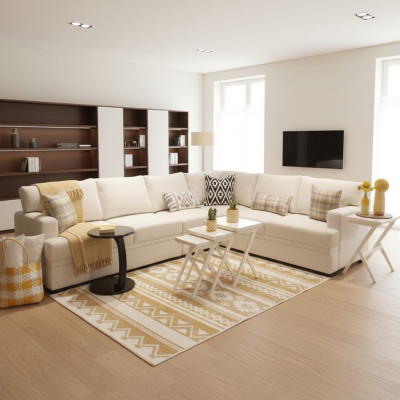Sectional L-Shaped Modern Sofa Couch Living Room Upholstered Furniture Luxury