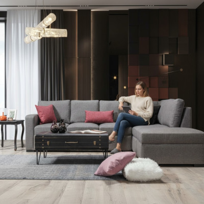 Living room upholstered furniture luxury corner sofa L-shape modern design sofa couch