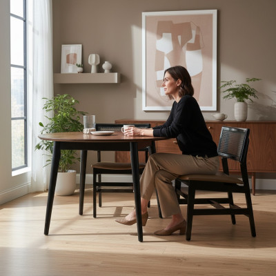 Dining room chair black wood chair new furniture upholstered seat design modern