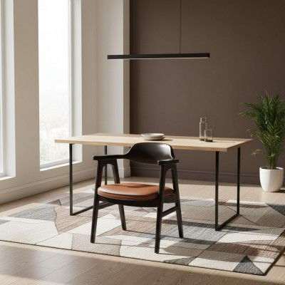 Dining room chair with armrests black wooden chair new furniture design seat