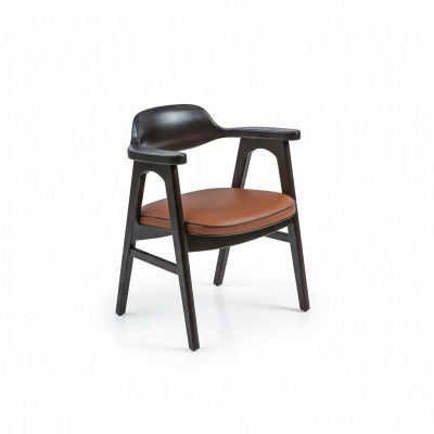 Dining room chair with armrests black wooden chair new furniture design seat